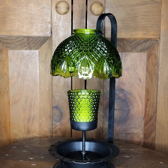 Vintage Green Glass Candle Lamp - Picture 14 of 16